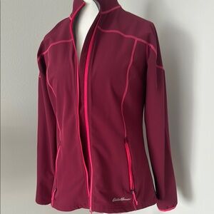 Eddie Bauer Red Hoodie with Fleece Material and High Collar